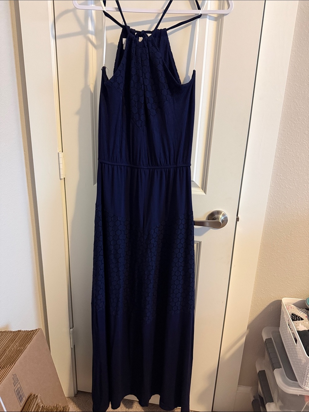 Charming Charlie Navy Halter Maxi Dress